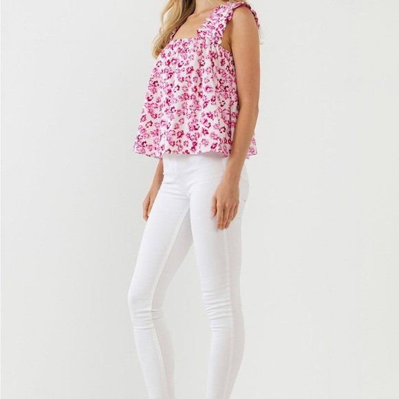 English Factory Pink Floral Ruffle Tank Top - Picture 6 of 7